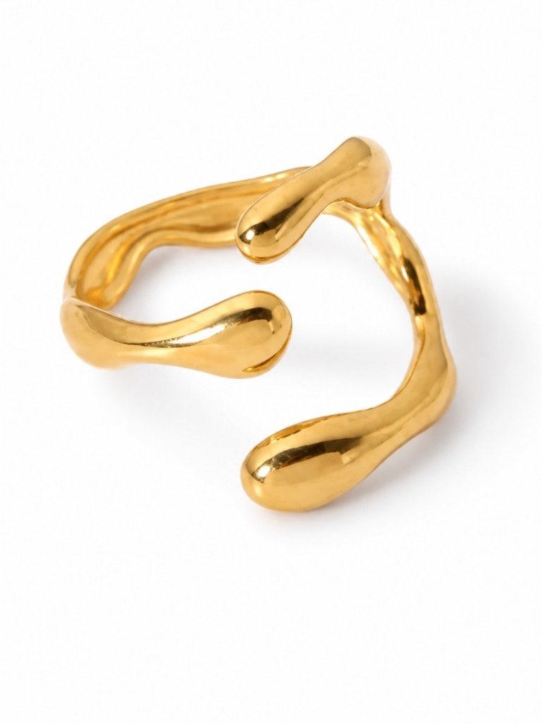 New! Gold Abstract Ring (One Size) Nwot